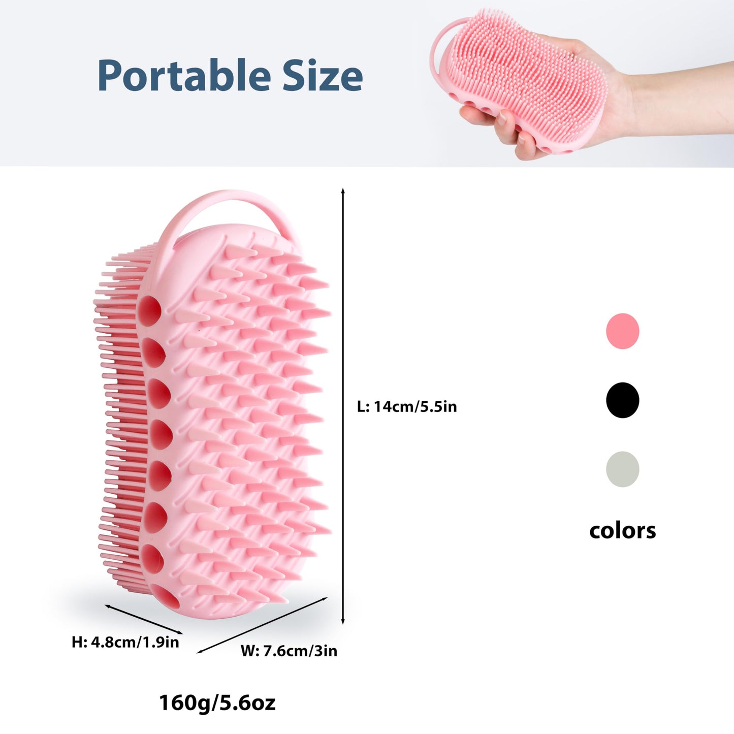MtBoi Double-Sided Exfoliating Silicone Body Scrubber, 2-in-1 Bath Scrubber, Shampoo Brush, Silicone Loofah for All Skin Types, Shower Body Scrubber, Easy to Clean, Lather Well (Pink)
