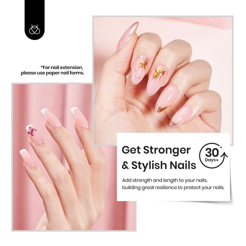 Beetles Builder Gel for Nails,0.51 oz 8 in 1 Strengthening Nails Enhancement Building Apex for Beginners & DIY Salon Manicure,Clear Builder Nail Gel,LED & UV Lamp Needed,Gifts for Women
