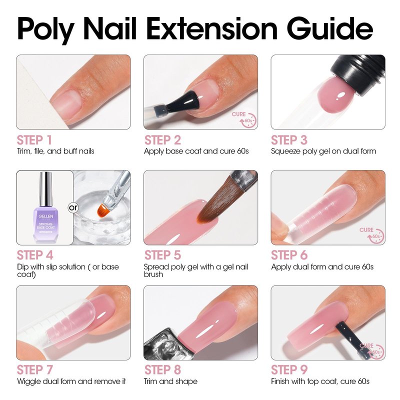 GELLEN Poly Gel Builder Nail Gel for Nail Extension Nail Strengthener, Hema & TPO& TMPTA free, 60g 08 Pink Nude Nails Enhancement Thickening Long-lasting Nail Art Design for Easy DIY at Home Salon