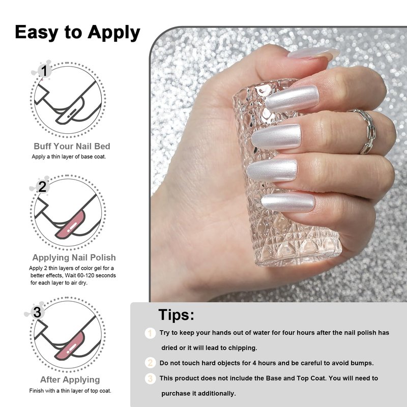 OpenLive 16.5ml White Glitter Nail Polish - Quick Dry, Long Lasting Shine for DIY Nail Art