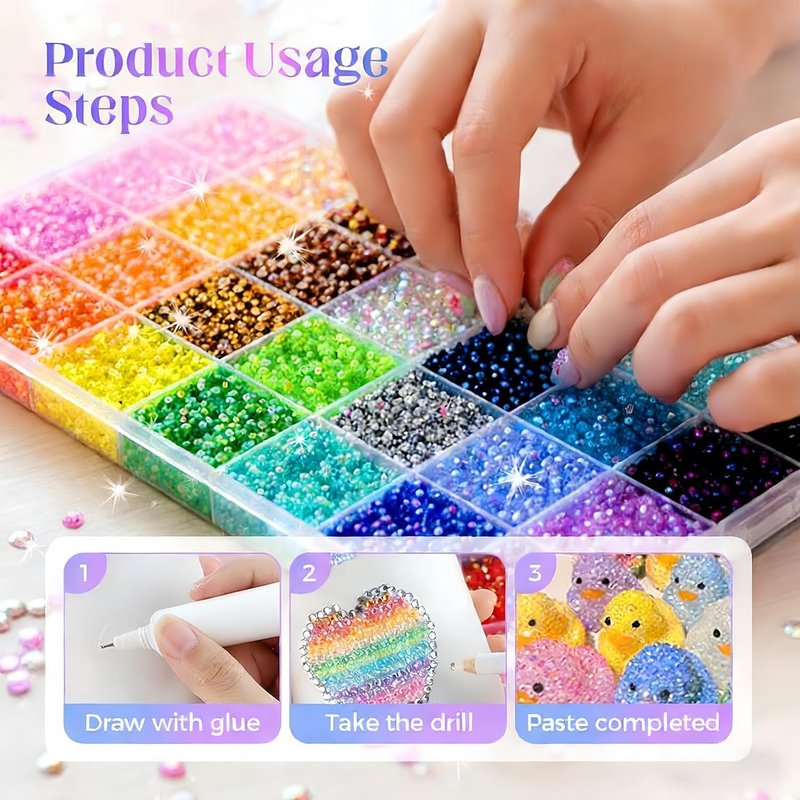 Colorful Resin Bedazzler Kit - 3mm Flatback Rhinestones for Nail Art & DIY Crafts | Includes 3 Pcs B7000 Jewelry Glue