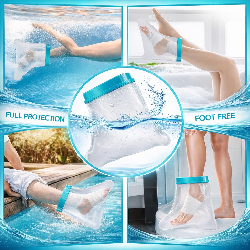 Waterproof Foot Cast Cover for Shower Adult, Patented Ankle Wound Protector Watertight Seal, Reusable Surgery Recovery Supplies After Broken Foot Injury [2026 Upgrade]