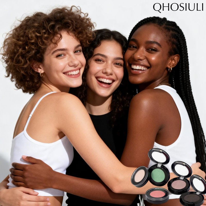 QHOSIULI Nude Beige Matte Eyeshadow Palette, Mini Monochrome Powder Eye Shadow for Older Women, High-Pigment White Eyeshadow Compact sombras para ojos, Naturing-Looking Smooth Blendable Color
