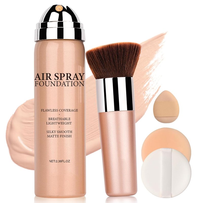 Airbrush Foundation Makeup Spray - Full Coverage for Mature Skin | Long-Lasting & Waterproof, Natural Warm Porcelain