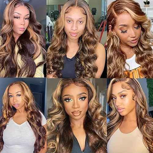 Human Hair Bundles P4/27# Color Body Wave Bundles Human Hair Unprocessed Brazilian Virgin 26 28 30 Inch 3 Bundles Quick Weave Human Hair Extensions (P4/27# Body Wave, 26 28 30)