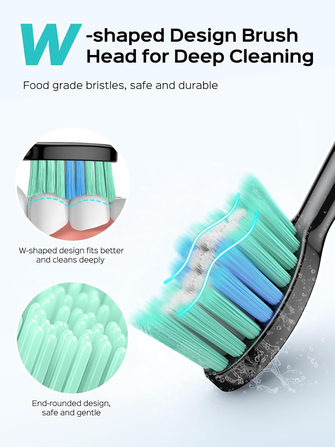 Sonic Electric Toothbrush for Adults - 47000 VPM Deep Cleaning, 5 Modes, Wireless Charging | Black with Travel Case & 6 Brush Heads