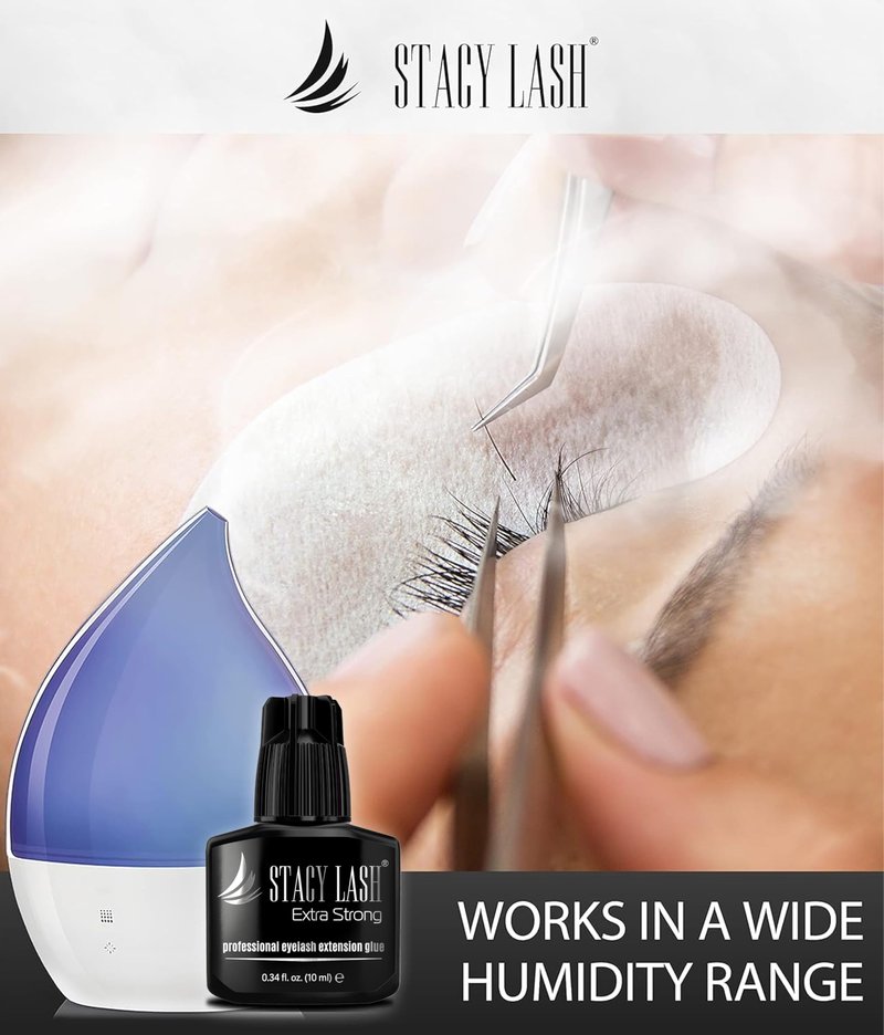 Extra Strong Eyelash Extension Glue Stacy Lash (0.34 fl.oz / 10 ml) / 0.5-1 Sec Dry/Retention – 8 Weeks/Black Adhesive