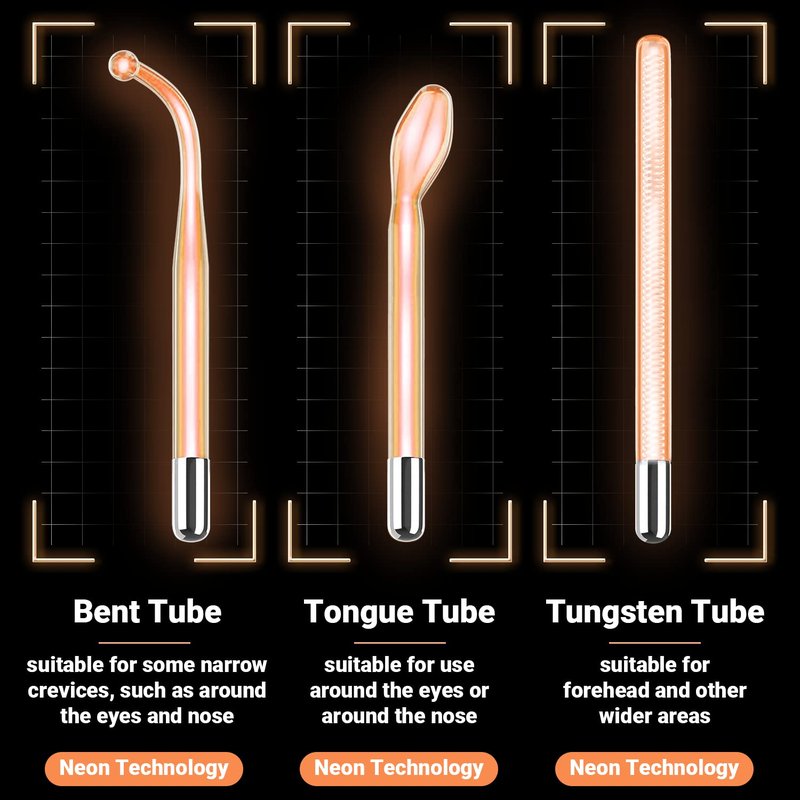 High Frequency Facial Wand - UUPAS Portable High Frequency Facial Machine with 6 Pcs Different Tubes（Orange & Purple）