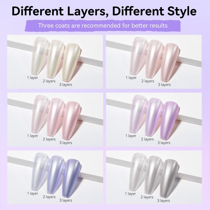MIZHSE Pearlescent Nail Polish Set, 6 Colors Quick Dry Pearl Nail Polish, Air Fast Drying Nail Lacquer Non Gel Oil-based Pink Purple Blue Gray Nail Art Manicure Home DIY Gift for Women