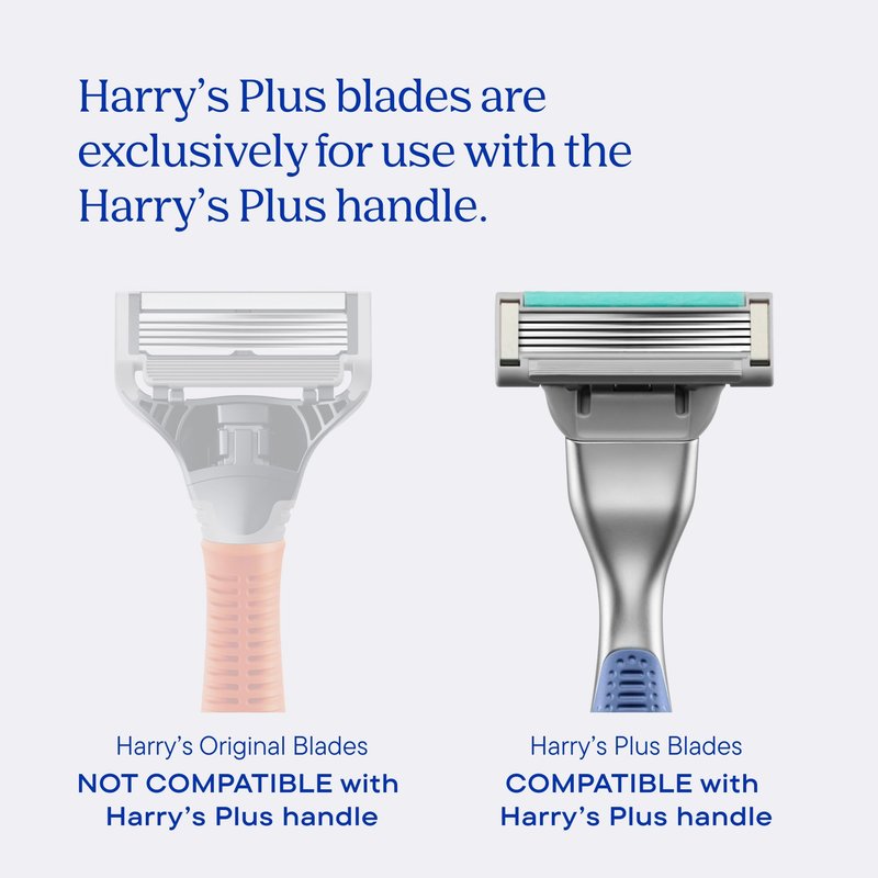 Harry's Plus Razor Shaving Kit for Men - Premium Handle and 3 Razor Blade Cartridges - Advanced Pivoting System - Clay