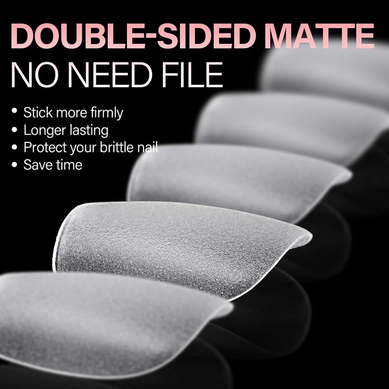 Coffin Nail Tips - 450PCS Full Cover Clear Acrylic Gel | Double-Sided Matte Press-On Nails in 15 Sizes