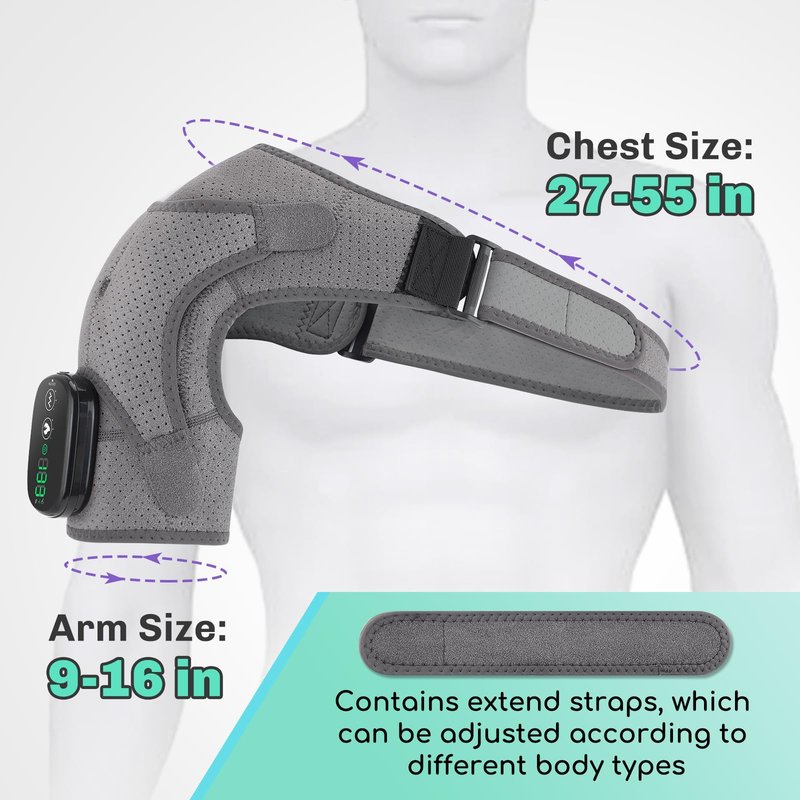 GVMSOR Cordless Shoulder Heating Pad with Massage for Rotator Cuff Pain, 5000mAh Battery Powered Heated Shoulder Brace,Shoulder Warmer for Pain Relief
