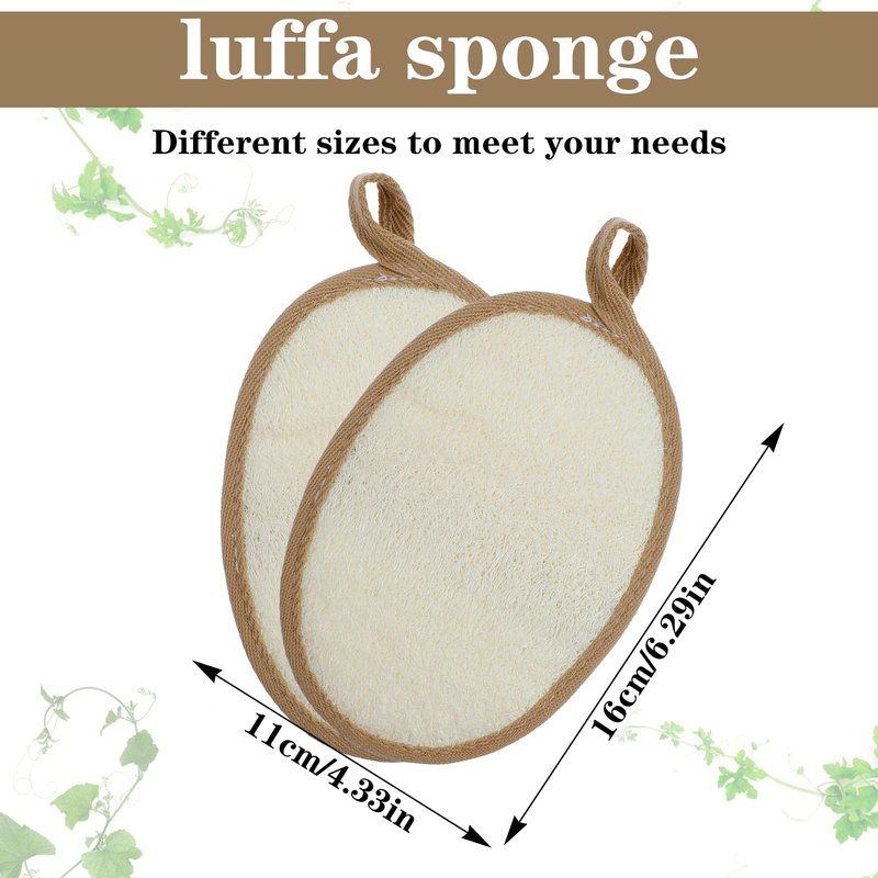 2 Pcs Loofah Sponge Natural Body Scrubber Loofahs for Shower Exfoliator Natural Lufa Bath Scrub Loofa Sponge Pad, Large Lufas for Men and Women Loufa Luffa Beige