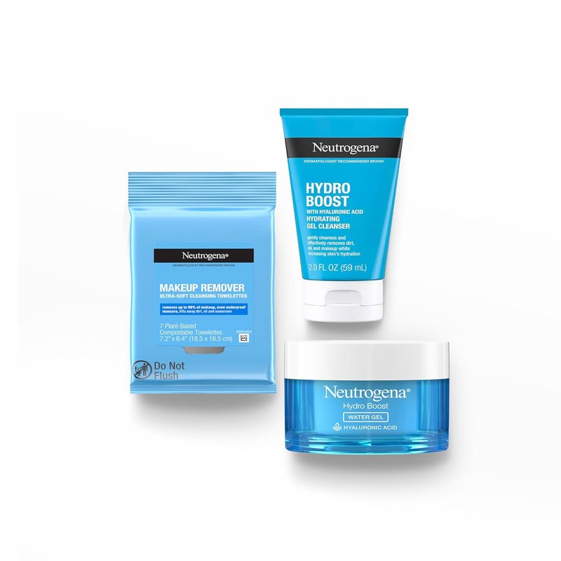 Neutrogena Refresh & Hydrate Skin Care Set - Travel Size Gift Set with Makeup Remover Wipes & Gel Cleanser