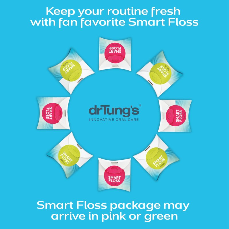 DrTung's Smart Floss - Natural Floss, PTFE & PFAS Free Floss, Gentle on Gums, Expands & Stretches, BPA Free - Cardamom Flavor, Colors Vary (10 Pack)