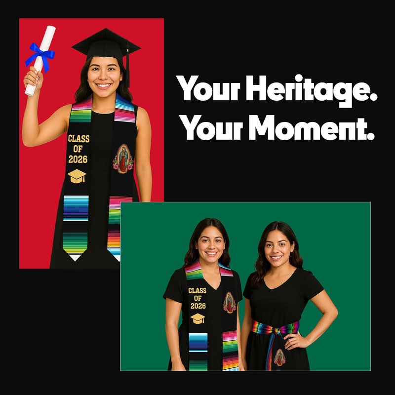 Deluxe Mexican Graduation Sash 2026 | Embroidered Virgin Mary Estolas de Graduacion 2026 | Authentic Mexican Sash Virgen de Guadalupe