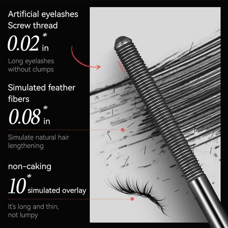 Iron Wand Mascara - Waterproof Tubular Eyelash Primer for Long Curling | Black, Brushless Formula