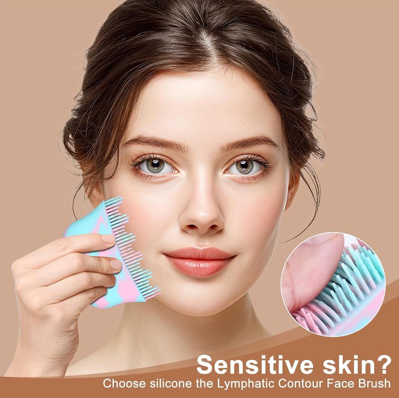 Skiennix Lymphatic Contour Face Brush - 2026 Silicone Drainage Massager | Dry Brush Alternative for Face & Body