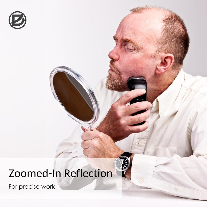 Handheld Mirror - Large Double-Sided Magnifying Makeup Mirror | 5.4" W x 10.4" L, Acrylic, Rounded Shape