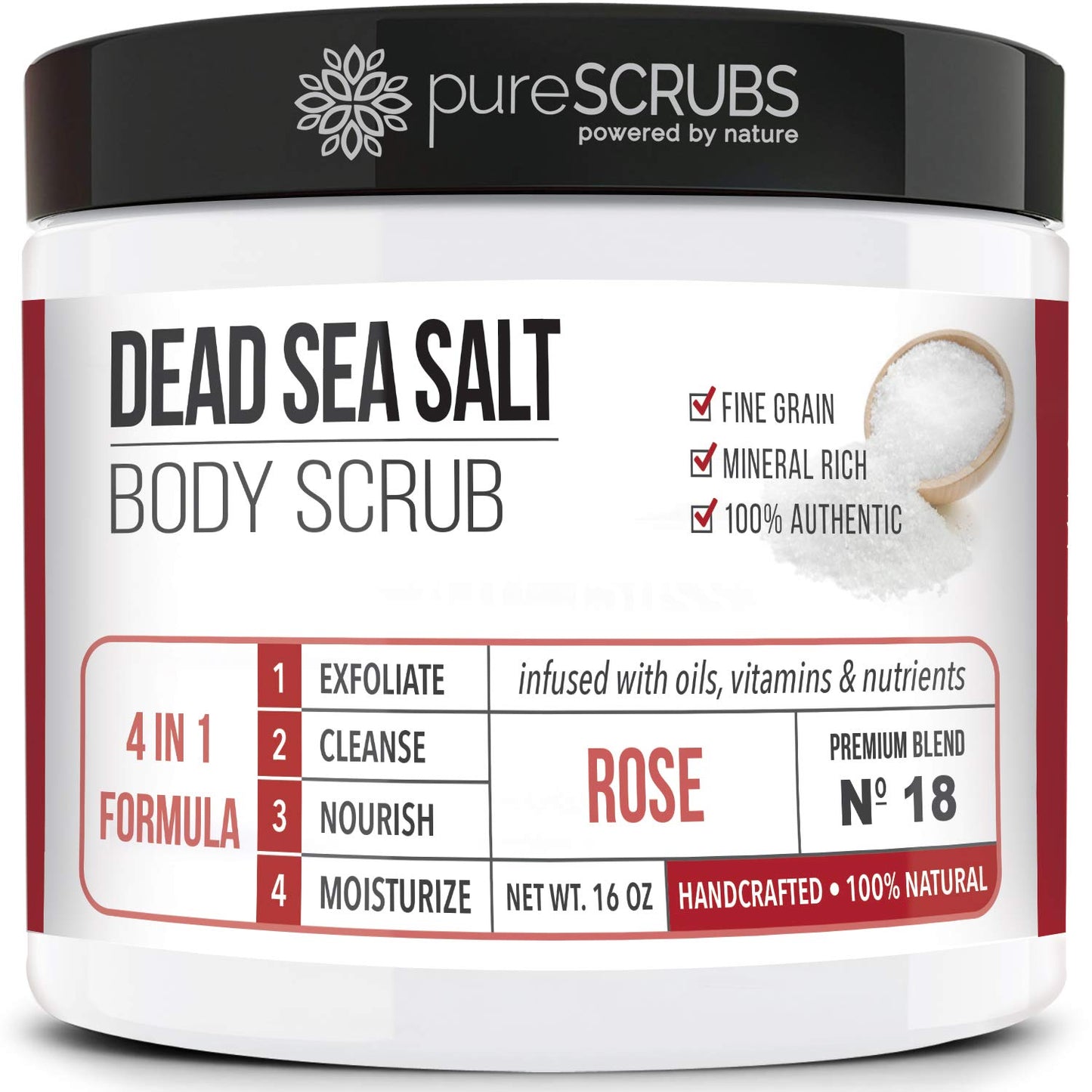 pureSCRUBS Skin Smoothing Rose Dead Sea Salt Exfoliating Body Scrub Set