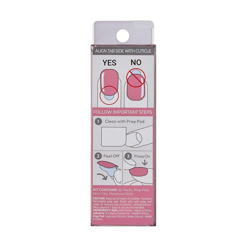 Kiss Impress Press-On Nails - Petal Pink Squoval Short Set | 30 Nails, Prep Pad & Manicure Tools