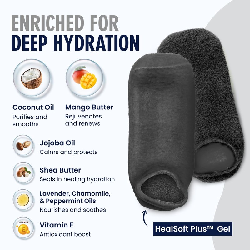 Dr. Frederick’s Original Moisturizing Gel Socks for Men & Women – Dry Feet & Cracked Heel Treatment – Full Foot Gel Lining with Mango Butter, Shea Butter, Jojoba & Coconut Oil (Obsidian Oasis)
