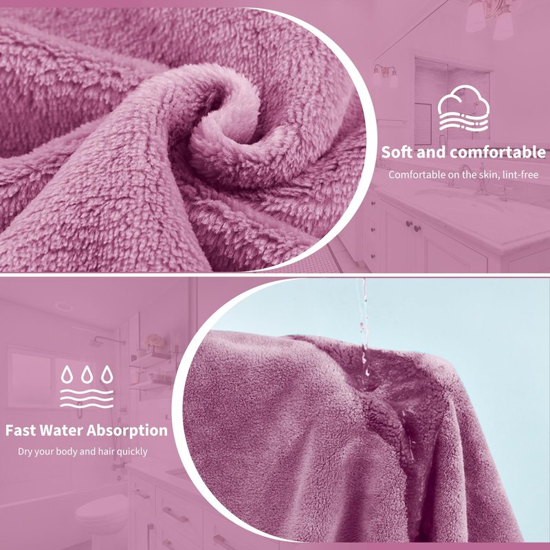 HJMJY Bath Wrap Towels for Women – Adjustable Spa Shower Wrap with Super Absorbent Microfiber, Quick-Dry Body & Hair Towel Set for Home, Hotel, Beach, Pool, Gym, Travel – Purple