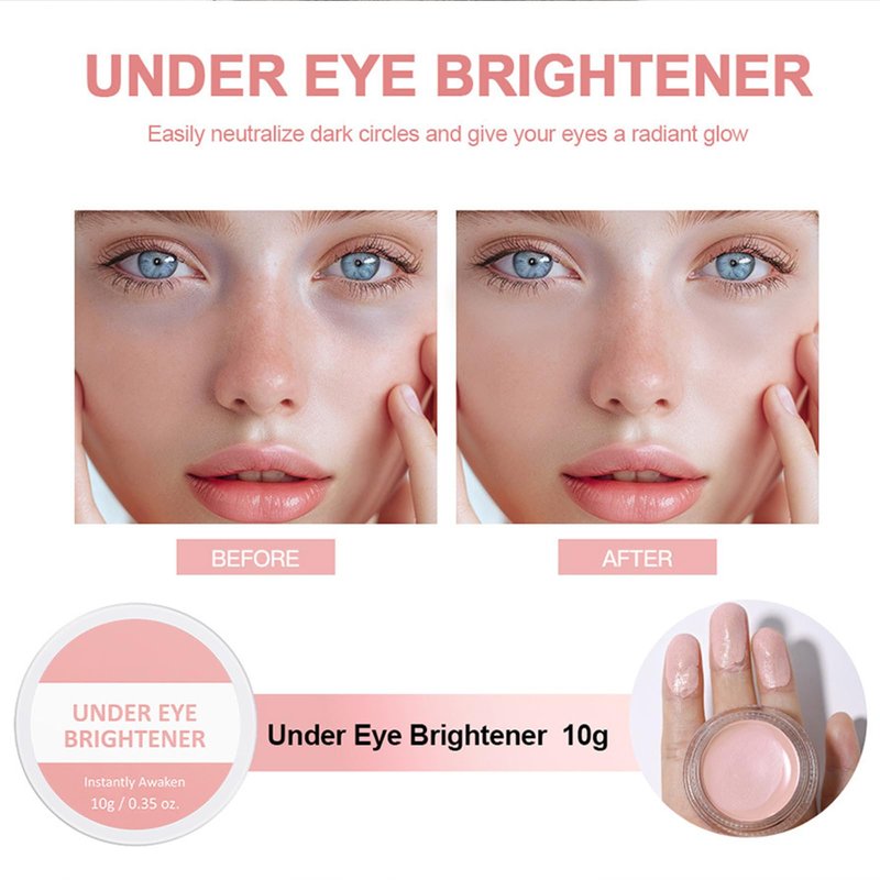 Pink Under Eye Brightener & Concealer, Tired Skin Color Correcting Brightener & Primer, Lightweight Undereye Brightening Cream, Under-eye Brightener & Primer Reduces Appearance Of Dark Circles