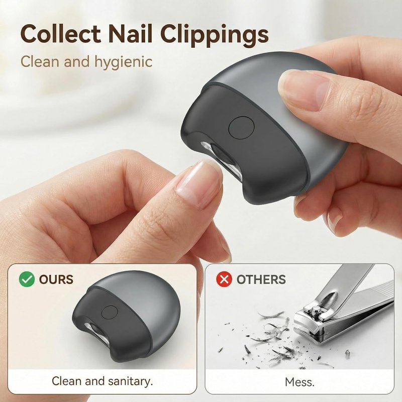 Electric Nail Clipper for Seniors | 3-in-1 Automatic Trimmer with LED Light & Storage - Rechargeable Gray