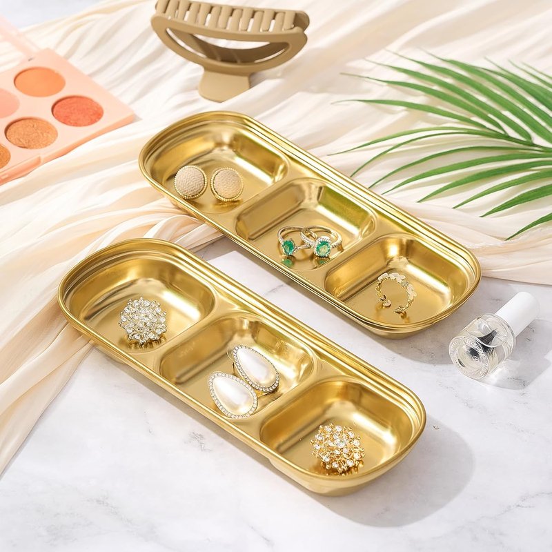 DIY Esthetician Bowls - Stainless Steel Face Mask Tray Set | 4 Pcs Gold Compartment for Spa & Skincare