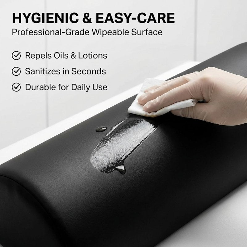 ForPro Premium Half-Round Neck Bolster Pillow for Massage Table, Semi-Round Support Cushion for Neck, Knee & Ankle, High-Density Foam, Oil & Stain-Resistant, Black, 6"W x 3"H x 13"L