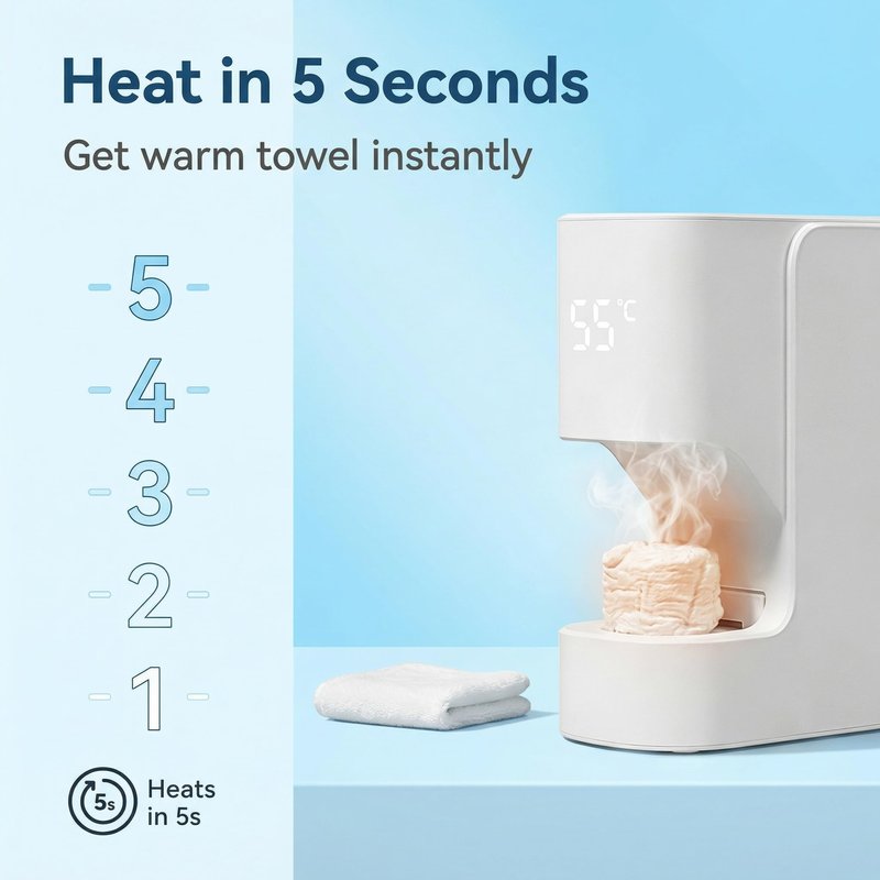 Hot Face Towel Dispenser,Hot Towel Dispenser 5-Second Rapid Heater Machine, Automatic Towel Warmer Hot Towel Dispenser 55°C Constant Temperature, for Spa Bathroom & Home Towel Warmers Bathroom(01)