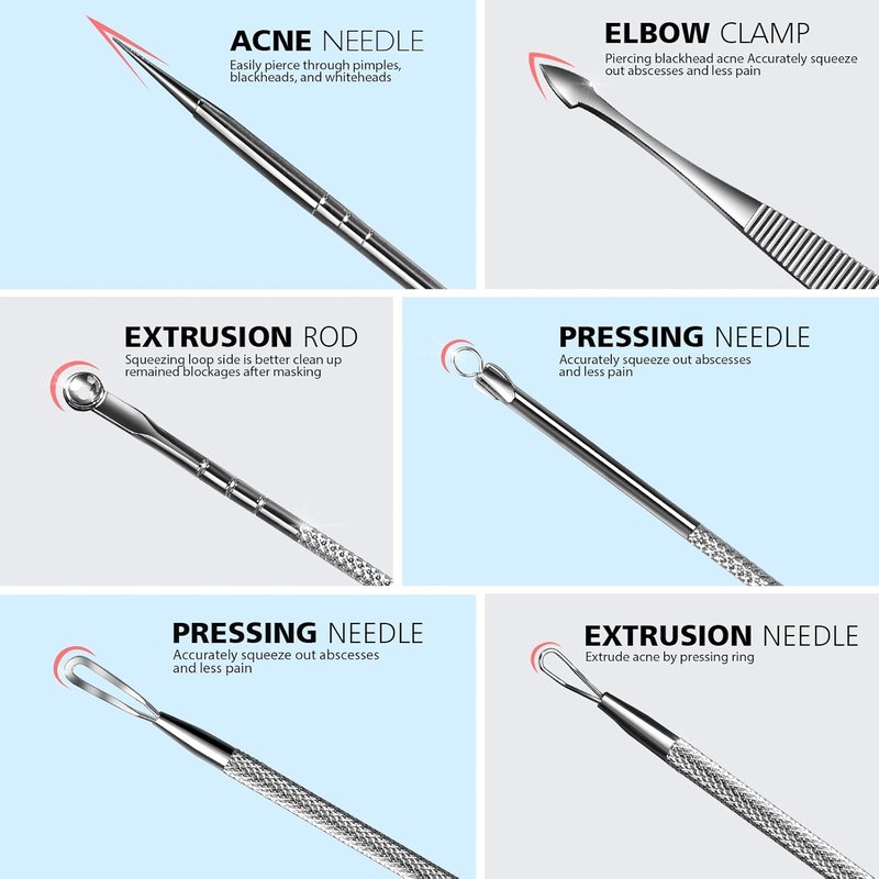Pimple Popper Tool Kit - 7 in 1 Blackhead Remover & Extractor | Facial Acne Treatment