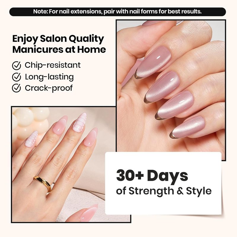 Beetles Builder Gel - Clear Nail Gel Set with Base & Top Coat for Strengthening & Extensions | 3 Pcs