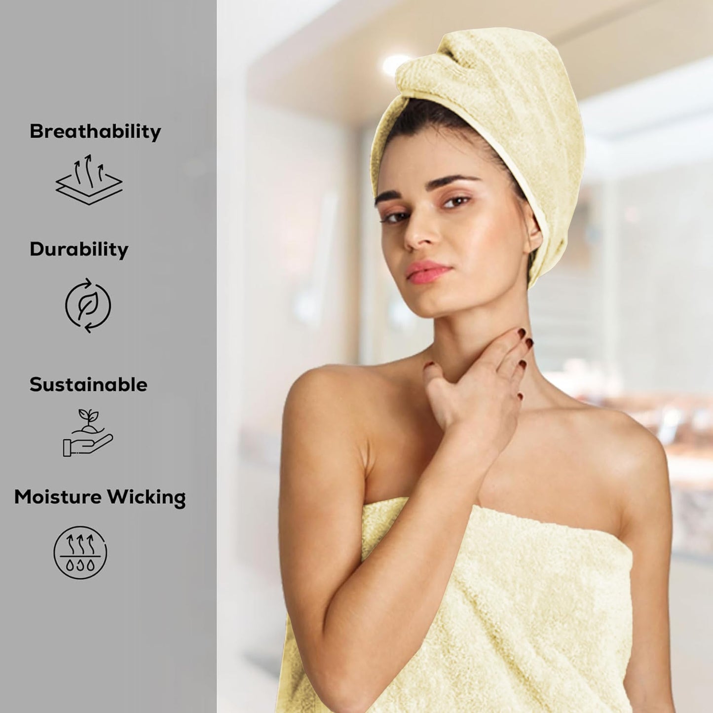 GOLD TEXTILES Premium Bath Towels Set (Pack of 24,27 x 54) 100% Ring-Spun Cotton Bathroom Towels for Hotel, Spa, Soft and Absorbent (27 x 54, Sand - 24 Pcs)