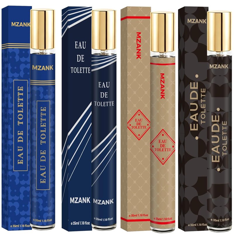 MZANK Fathers Day Gift for Husband,Gifts for Him,4 Pack Cologne for Men,Perfume for Him,Valentines Day Gifts,Eau de Toilette,Stocking Stuffers for Men,Travel Size Perfume,Body Spray Long Lasting Gift