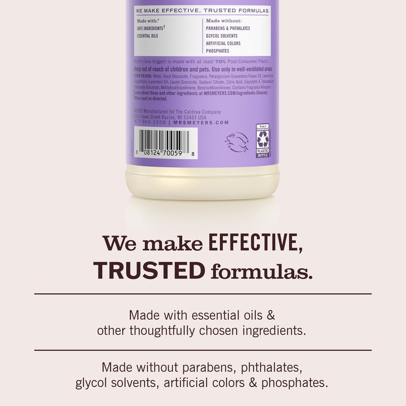 MRS. MEYER'S CLEAN DAY Multi-Surface Everyday Cleaner, Lilac Scent, 16 Ounce Bottle (Pack of 3)