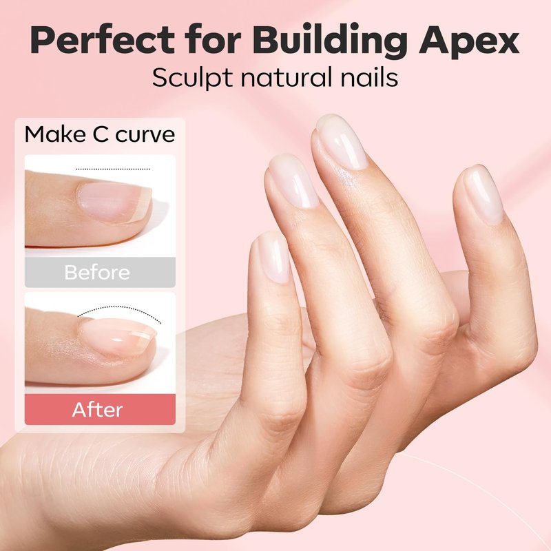 Nail Thickening Solution - Builder Gel with Dehydrator & Primer | 3Pcs Rose Nude Pink 10ml Set