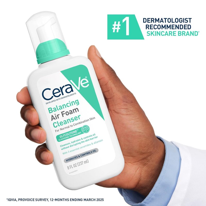 CeraVe Balancing Air Foam Face Wash - Foaming Cleanser for Combination Skin | 8oz, Fragrance-Free & Non-Comedogenic
