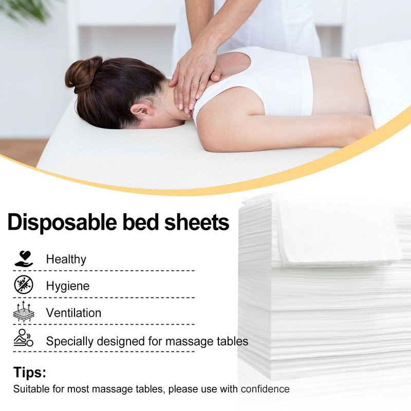 31" X 70" Massage Table Sheets Waterproof and Oil Proof Disposable Bed Sheets Non Woven Fabric SPA Bed Cover for Massage Beauty Tattoos (100pc White)