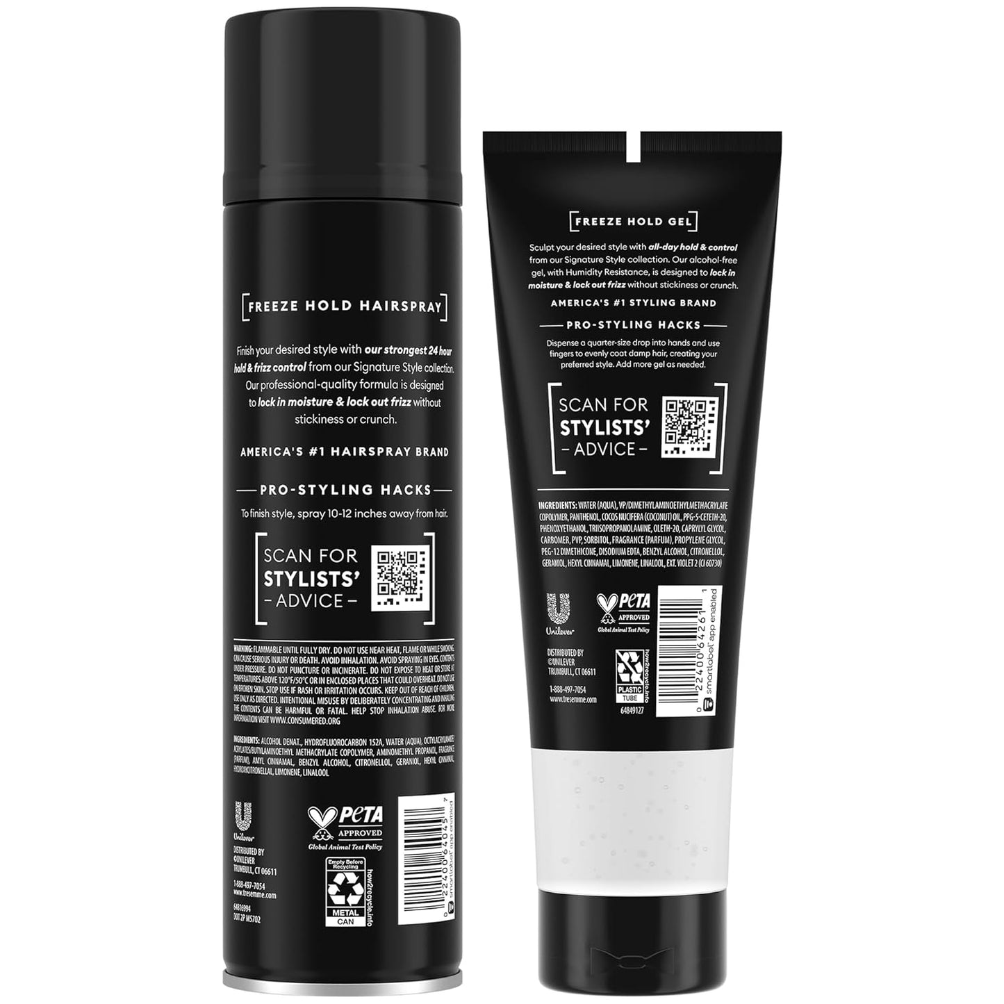 TRESemme Freeze Hold Hairspray + Sculpting Hair Gel, Alcohol-Free – Anti-Humidity, 24H Frizz Control