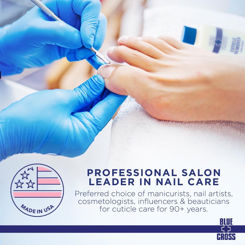 Cuticle Remover & Softener Liquid for Nails – Blue Cross Professional Nail Care with Lanolin, Hydrating Treatment for Dry Cuticles & Hangnails, Made in USA, 6oz