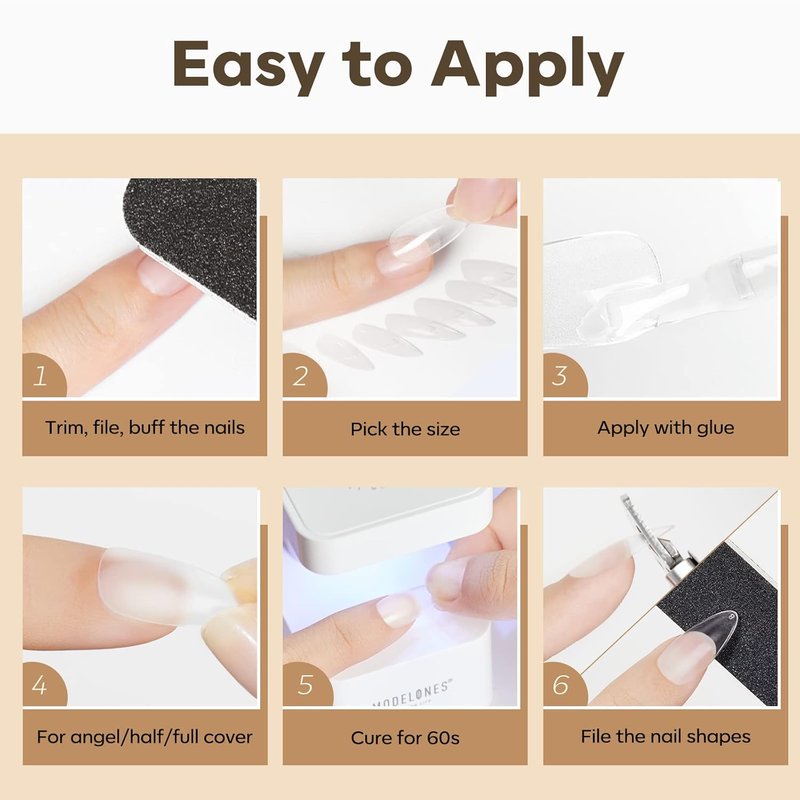 Modelones Medium Almond Nail Tips - 510 Pcs Pre-Shaped Full Matte Fake Nails | Stronger Press-On Extensions in 15 Sizes