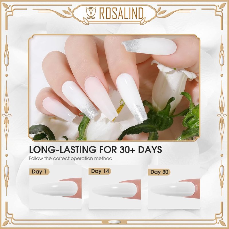 ROSALIND No Wipe Gel Top Coat & Base Coat Set - Soak Off LED Nail Polish | Clear Finish, 2 PCS