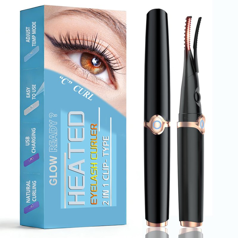 Heated Eyelash Curlers - 2 in 1 Clip- Type Heated lash Curler Best Seller Electric Eyelash Curler 3 Temp Settings for Makeup Tools USB Rechargeable Natural Curling 24H Long Lasting B2-2