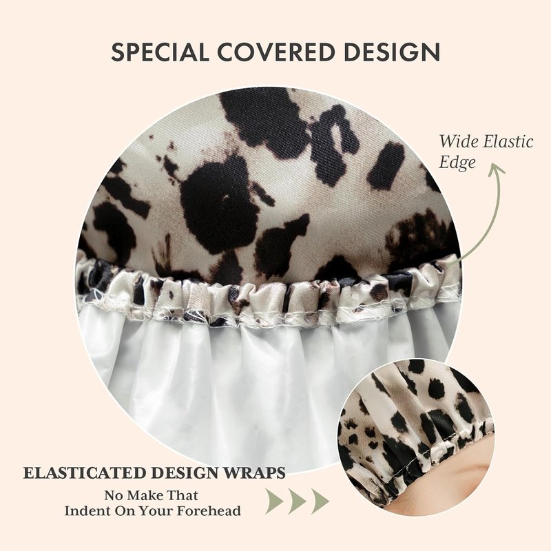 AmazerBath Shower Cap - 4 Reusable Waterproof Shower Caps for Women | Double Layered, Elastic Design