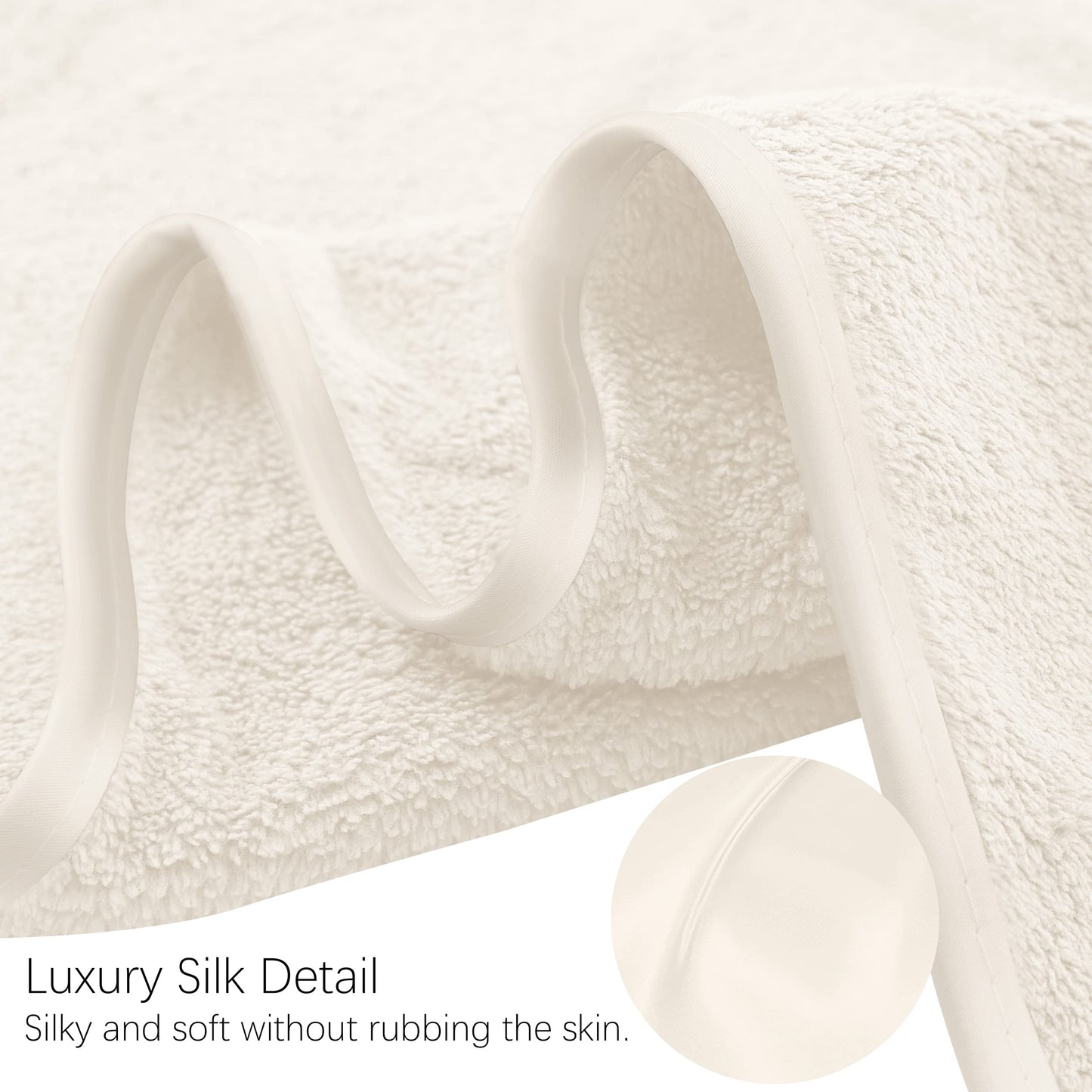 TENSTARS Luxury Silk Hemming Towel Set - Light Thin Quick Drying - 2 Bath Towels 2 Hand Towels 2 Washcloths - Ultra Soft Microfiber Towel for Bath Fitness, Sports, Yoga, Travel (Cream 6 Pieces)
