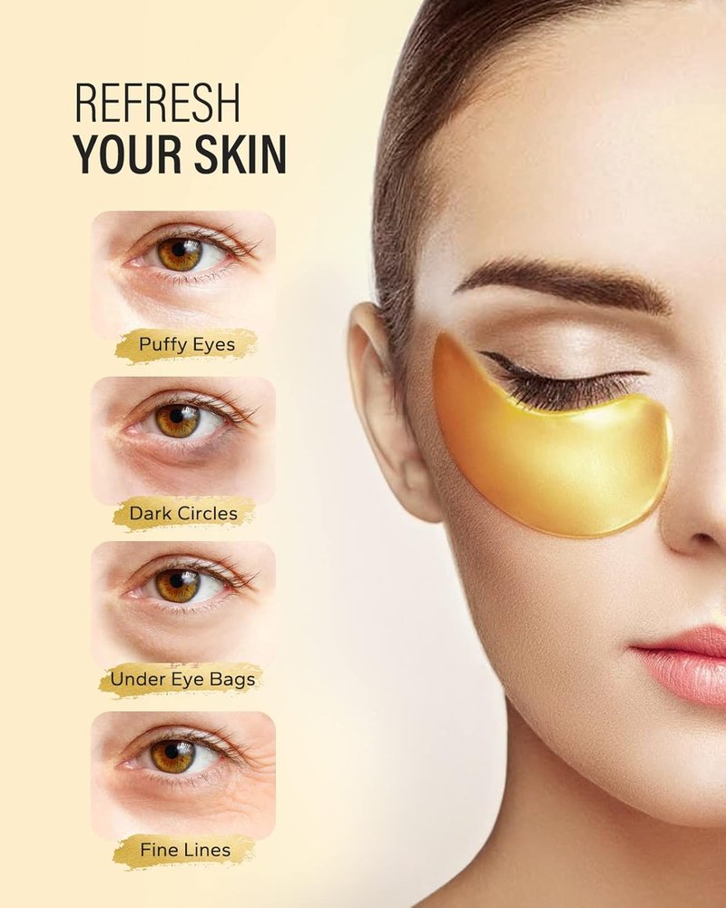 Maskiss 24K Gold Under Eye Patches - Collagen Eye Masks for Dark Circles & Puffiness (25 Pairs)