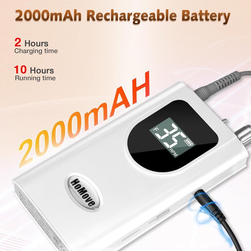 Professional Nail Drill Machine - 35000RPM Portable Electric Efile for Acrylic & Gel Nails | Rechargeable, Low Heat, Pearl White
