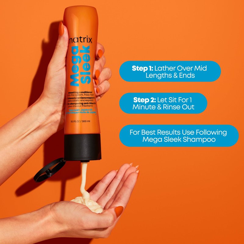 Matrix Mega Sleek Anti-Frizz Conditioner - 96H Frizz Control, 12x Smoother Hair, and Lasting Hydration, 33.8 Fl Oz